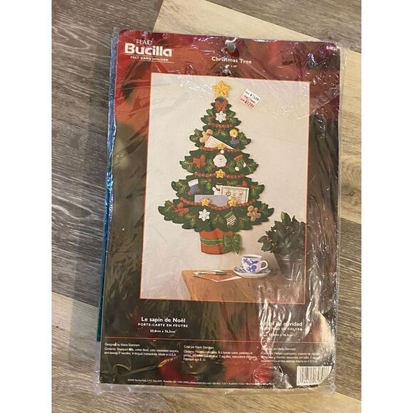 Bucilla Felt Applique Kit,CHRISTMAS TREE,Card Holder,Wallhanging,Door,84826,NIP - Picture 1 of 3